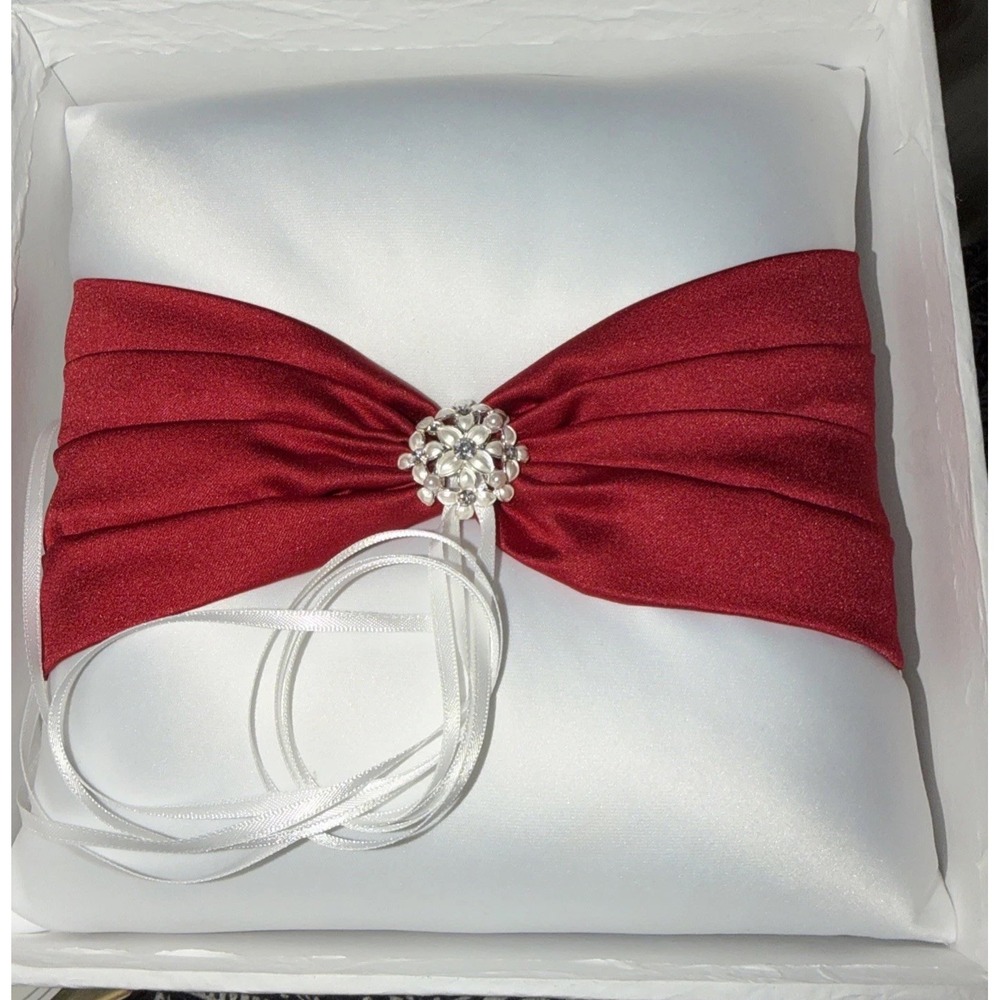 Wedding ring bearer pillow From David's  Bridal Ivory Red